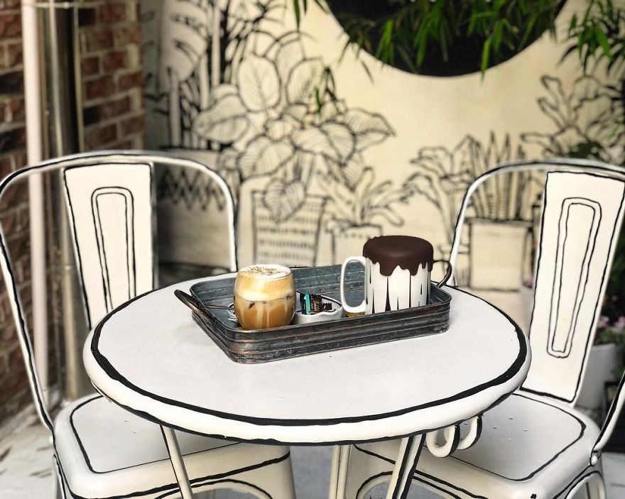 Cafés, mesa para dos